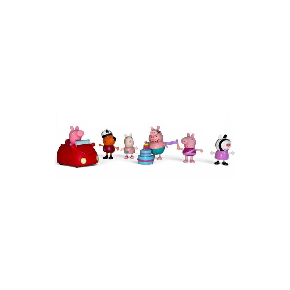 Peppa Pig Figures Lot Red Car Daddy Pig Rebecca Rabbit Danny Dog Zoe Zebra 7pc